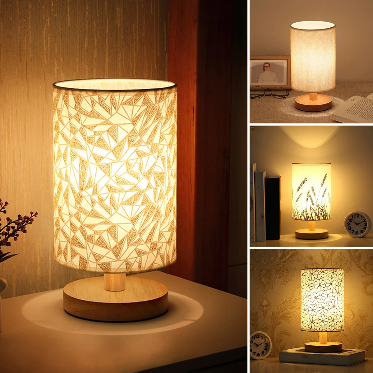 2/1PC Solid Wood Night Lamp