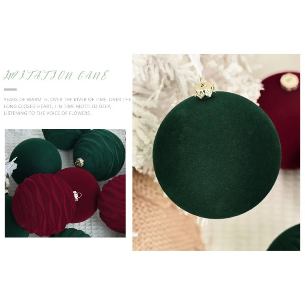 12Pcs/Box 8cm Christmas Velvet Ball