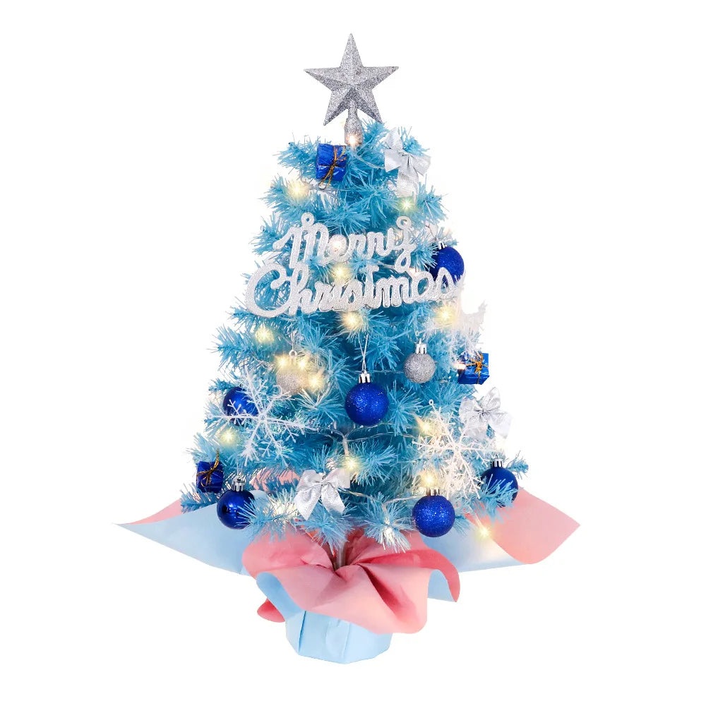 Blue Christmas Tree With lights